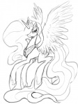 crown cutie_mark feathered_wings feathers female feral hair headgear horn long_hair royalty solo tiara wings relydazed friendship_is_magic hasbro my_little_pony mythology princess_celestia_(mlp) equid equine mammal mythological_creature mythological_equine winged_unicorn 3:4 hi_res monochrome