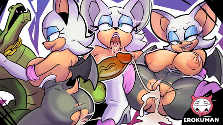 ahegao anthro areola armwear balls big_breasts big_butt bite biting_lip blue_eyeshadow bodily_fluids bodysuit boots breasts butt chain_necklace clothed clothing cum cum_in_vagina cum_inside cum_string duo elbow_gloves eyelashes eyeshadow female footwear fur genital_fluids genitals gloves green_body green_eyes handwear jewelry legwear lipstick long_eyelashes looking_pleasured makeup male male/female membrane_(anatomy) membranous_wings necklace nipple_dip open_mouth penis saliva scales sex shoes skinsuit smile tail tan_body thigh_boots thigh_highs tight_clothing tongue tongue_out topless topless_female torn_clothing white_body white_fur wings erokuman sega sonic_the_hedgehog_(series) rouge_the_bat vector_the_crocodile bat crocodilian mammal reptile scalie 16:9 hi_res widescreen