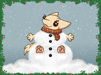 3_toes 4_fingers anthro black_eyes border brown_line_art closed_smile clothing coal eyelashes fangs feet female female_anthro fingers fluffy fluffy_tail fur green_border grey_sky heart_eyes heart_symbol light looking_at_viewer mouth_closed orange_eyes orange_scarf outside pattern_clothing pattern_scarf pawpads paws pink_pawpads plaid plaid_clothing plaid_scarf scarf sky smile smiling_at_viewer snow snowing snowman solo tail tan_body tan_fur tan_tail teeth toes tongue tongue_out willow-and-trix nah_nah imp 2025 colored colored_line_art digital_drawing_(artwork) digital_media_(artwork) english_description lighting shaded signature