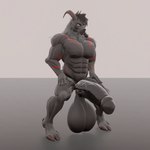 anthro balls big_balls big_penis clenching dark_body dark_fur flexing_penis fur fur_markings genitals grey_body grey_fur huge_balls huge_penis hyper hyper_balls hyper_genitalia hyper_penis male markings muscular muscular_anthro muscular_male penis red_markings retracted_balls solo cassthegoat cassius_lewandowskiago bovid caprine goat mammal 1:1 3d_(artwork) 3d_animation animated digital_media_(artwork) short_playtime