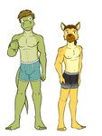 anthro boxer_briefs clothed clothing duo male navel nipples simple_background topless underwear underwear_only white_background fuze fuzeyeen gabriel_(fuze) alligator alligatorid crocodilian hyena mammal reptile scalie spotted_hyena 3:4 full-length_portrait hi_res portrait