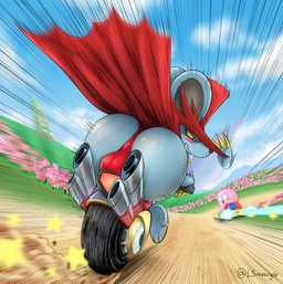 anthro balls_outline big_butt blush bulge bulge_from_behind butt cape claws clothing day detailed_background detailed_bulge duo flower genital_outline hat headgear headwear male open_mouth outside pink_body plant race smile solo_focus star teeth top_hat topwear underwear warp_star wheelie smeargle20 kirby_(series) kirby_air_riders kirby_squeak_squad nintendo daroach kirby alien mammal mouse murid murine rodent waddling_head absurd_res digital_media_(artwork) hi_res