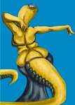 anthro arabian_dance belly_rolls big_butt big_tail bra breasts butt clothing dancing dress female huge_tail non-mammal_breasts overweight overweight_anthro overweight_female tail underwear wide_hips vandclash amunet amunet_samarensis cobra reptile scalie snake unfinished