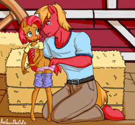 aged_up anthro areola bangs belt blush butt cartoon_freckles clothed clothing crotch_lines duo eyebrows eyelashes female fingers freckled_butt freckled_face freckles green_eyes hair hay hay_bale kneeling loli long_eyelashes male panties text underwear undressing young young_anthro anibaruthecat friendship_is_magic hasbro my_little_pony tiny_toon_adventures warner_brothers babs_seed_(mlp) big_macintosh_(mlp) equid equine mammal 2026 absurd_res artist_name digital_media_(artwork) hi_res cousins_(lore) incest_(lore)