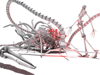 ambiguous_feral ambiguous_gender ambiguous_humanoid bone cable claws duo feral glowing glowing_eyes long_fingers looking_at_another machine multi_eye multi_limb not_furry pelvis red_eyes ribs science_fiction simple_background skeleton skull standing tentacles white_background white_body white_tentacles deino_(artist) the_matrix animated_skeleton humanoid robot sentinel_(the_matrix) undead 2008 3d_(artwork) 4:3 autodesk_3ds_max_(artwork) digital_media_(artwork)