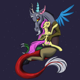 anthro bite blood bodily_fluids cutie_mark duo ear_tuft eyes_closed feathered_wings feathers female feral flying male membrane_(anatomy) membranous_wings multicolored_body night red_eyes simple_background size_difference tuft wings yellow_body yellow_sclera mankokat friendship_is_magic hasbro my_little_pony discord_(mlp) flutterbat_(mlp) fluttershy_(mlp) bat chimera draconequus equid equine mammal vampire