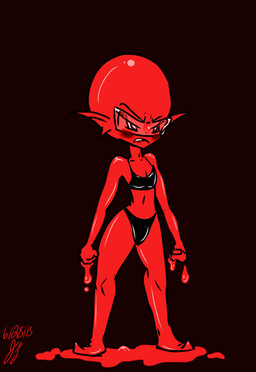 angry bald blush clothing dripping eyewear feet fist footwear glasses not_furry shoes simple_background slime solo sun sunglasses underwear wide_hips j.f humanoid hi_res