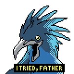 ambiguous_gender apology beak blue_body blue_feathers dialogue feathers feral head_feathers looking_at_viewer looking_back open_mouth simple_background solo text text_box white_background yellow_eyes voltagegaming64 nintendo pokemon articuno avian generation_1_pokemon legendary_pokemon pokemon_(species) 1:1 digital_media_(artwork) english_text pixel_(artwork)