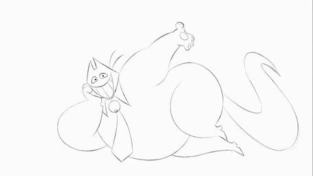 accessory ambiguous_feral ambiguous_gender anthro belly big_belly feral hand_on_belly hand_on_own_belly looking_at_viewer male necktie overweight simple_background smile solo teeth toony saffycell deltarune toby_fox_(copyright) undertale_(series) famous_fred friend_(deltarune) felid feline mammal 16:9 2d_animation animated redraw sketch widescreen