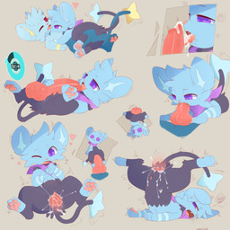 3_fingers 3_toes anal anal_penetration animal_genitalia animal_penis ass_up black_body black_fur black_tail blue_body blue_fur bodily_fluids canine_genitalia canine_penis coiled_tail cum cum_in_ass cum_in_mouth cum_in_vagina cum_inside cute_fangs drooling duo ejaculation emanata expansion fangs feet fellatio female feral fingers fucked_silly fur genital_expansion genital_fluids genitals heart_eyes heart_symbol knot knotted_penis licking long_tail male male/female moan on_face one_eye_closed open_mouth oral pawpads paws penetration penile penile_penetration penis penis_expansion penis_in_ass penis_in_mouth penis_in_vagina penis_lick pink_pawpads precum pupils purple_eyes purple_pupils red_eyes red_knot red_penis red_pupils saliva sex star_tipped_tail tail teeth thin_tail toes tongue transformation vaginal vaginal_penetration voodoo voodoo_doll voodoo_penetration voodoo_sex vulva wink plattyneko nintendo pokemon vrchat ellie_(elliectric) fan_character neve_(plattyneko) generation_4_pokemon pokemon_(species) shinx 1:1 2025 absurd_res colored digital_drawing_(artwork) digital_media_(artwork) hi_res multiple_scenes