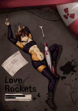 anthro armwear boots bottomwear clothing crop_top ear_tuft elbow_gloves eyebrow_piercing facial_piercing femboy footwear fuse gloves hand_behind_head handwear hazard_symbol heart_symbol hotpants legwear lip_piercing lit_match looking_at_viewer lying lying_on_ground male match midriff minishorts missile navel navel_piercing oil oil_stain on_back on_ground piercing purple_eyes radiation_symbol shirt shoes shorts solo symbol text thigh_highs tools topwear tuft wrench za-owl sasha_(za-owl) felid feline lynx mammal 2025 absurd_res digital_drawing_(artwork) digital_media_(artwork) english_text hi_res