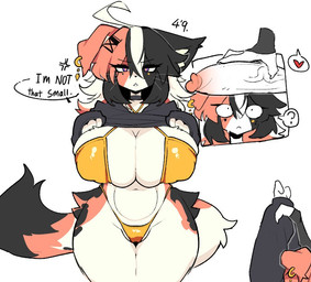 annoyed anthro anthro_on_anthro big_breasts bikini black_body black_fur black_hair breasts choker clothed clothing clothing_lift curvy_figure dialogue disembodied_hand disembodied_penis duo ear_piercing eyelashes female female_anthro female_focus front_view fur genitals grey_clothing grey_shirt grey_topwear hair heart_symbol hourglass_figure huge_breasts imminent_sex inner_ear_fluff jewelry long_eyelashes long_hair long_sleeves looking_at_viewer male male/female male_anthro navel necklace pantsless penis penis_on_head piercing pose purple_eyes question_mark red_body red_fur red_hair shirt shirt_lift shocked simple_background solo_focus standing swimwear tail talking_to_viewer text thick_thighs thong topwear tuft two-piece_swimsuit underwear vein veiny_penis whiskers white_background white_body white_fur white_hair wide_hips yellow_bikini yellow_clothing yellow_swimwear yellow_thong yellow_underwear shiyaa_stuff domestic_cat felid feline felis mammal 2025 colored colored_sketch digital_drawing_(artwork) digital_media_(artwork) english_text sketch