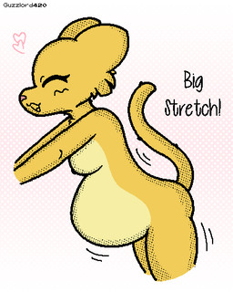 anthro belly big_belly breasts female fur nipples nude pregnant pregnant_anthro pregnant_female solo yellow_body yellow_fur guzzlord420 microsoft prequel_adventure the_elder_scrolls katia_managan felid khajiit mammal 4:5 aliasing digital_media_(artwork) low_res
