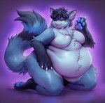 anthro claws fur hybrid male multicolored_body multicolored_fur obese overweight overweight_male smile solo taiko_(pallas_katze) yellow_eyes yumelle