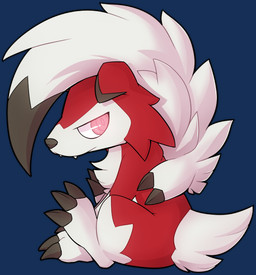 black_claws black_nose chibi claws fangs fur glowing glowing_eyes hair red_body red_fur simple_background sitting solo teeth transparent_background white_body white_fur ayinai nintendo pokemon canid canine generation_7_pokemon lycanroc mammal midnight_lycanroc pokemon_(species) alpha_channel