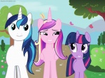 blue_eyes feathered_wings feathers female feral flower fur group hair horn insect_wings male multicolored_hair pink_body pink_feathers plant purple_body purple_fur purple_hair tail tree trio_focus two_tone_hair wings wood diegotan friendship_is_magic hasbro my_little_pony mythology princess_cadance_(mlp) shining_armor_(mlp) twilight_sparkle_(mlp) ambient_arthropod ambient_butterfly ambient_flier ambient_insect arthropod butterfly equid equine insect lepidopteran mammal mythological_creature mythological_equine unicorn winged_unicorn 2012