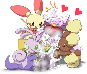 ambiguous/ambiguous ambiguous_gender assisted_bathing bath bathing blush brush crystal diamond_(gem) feral feral_on_feral gem group heart_symbol shaking simple_background soap sponge trembling white_background pasaran nintendo pokemon buneary diancie elemental_creature gem_creature generation_3_pokemon generation_4_pokemon generation_6_pokemon lagomorph legendary_pokemon mammal mineral_fauna plusle pokemon_(species) sliggoo hi_res