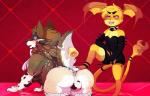 anthro blush bulge clothing collar dominant duo femboy latex male male/male open_mouth overweight underwear ittybittyshark bandai_namco digimon nintendo pokemon maxximizer canid canine canis digimon_(species) generation_1_pokemon hybrid mammal patamon pokemon_(species) raichu wolf