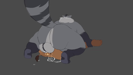 ambiguous_gender anthro backsack ball_slap balls big_balls big_butt bodily_fluids butt duo feet from_front_position genital_fluids genitals male male/ambiguous male_penetrating mating_press nude obese obese_anthro obese_male overweight overweight_anthro overweight_dom overweight_male overweight_top penetration penis sex slap slightly_chubby soles tail tail_motion bearpistol canid canine domestic_pig mammal procyonid raccoon raccoon_dog suid suine sus_(pig) tanuki 16:9 2d_animation animated hi_res loop no_sound short_playtime video widescreen