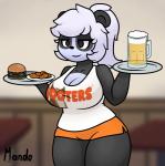 alcohol anthro beer beverage big_breasts black_body black_eyes black_fur black_nose black_outline blurred_background bottomwear breasts burger chicken_wings cleavage clothed clothing curvy_anthro curvy_female curvy_figure dolphin_shorts eyelashes female food fur hair happy holding_plate hotpants hourglass_figure hourglass_figured_anthro hourglass_figured_female inside orange_bottomwear orange_clothing orange_shorts outline ponytail print_clothing print_shirt print_topwear shirt short_stack shorts slightly_chubby smile solo standing tank_top text text_on_clothing text_on_shirt text_on_tank_top text_on_topwear thick_thighs three-quarter_view topwear white_body white_clothing white_fur white_shirt white_tank_top white_topwear wide_hipped_anthro wide_hipped_female wide_hips mando hooters dolly_may bear giant_panda mammal 2019 absurd_res artist_name digital_media_(artwork) english_text hi_res portrait three-quarter_portrait