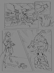 anthro biped confusion dialogue digitigrade female group gun holding_object holding_pipe holding_weapon macro macro_anthro macro_female male military_clothing ranged_weapon speech_bubble text vehicle weapon candybleed human mammal scalie 2024 comic english_text hi_res monochrome sketch