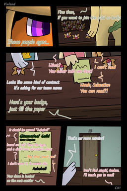 anthro badge book cloth dialogue fantasy freckled_face freckles semi-anthro speech_bubble text vinland nintendo pokemon pokemon_mystery_dungeon spike_chunsoft anders_(infinitydoom) ano_(vinland) leon_(vinland) sebastian_(infinitydoom) audino charmander eeveelution generation_1_pokemon generation_4_pokemon generation_5_pokemon leafeon oshawott pokemon_(species) 2:3 absurd_res comic cover_art english_text hi_res story