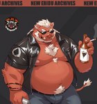 anthro bare_chest beard beer_bottle belly beverage biped body_hair bottle bulge chest_hair cigarette clothing container eyebrow_piercing eyebrows eyewear facial_hair facial_piercing fur hair jacket leather leather_clothing leather_jacket leather_topwear male male_anthro musclegut muscular navel overweight overweight_anthro overweight_male pecs piercing red_body red_fur solo sunglasses topwear tusks white_hair tulrang mihoyo zenless_zone_zero big_daddy_(zenless_zone_zero) mammal suid suine sus_(pig) wild_boar 2024 absurd_res hi_res