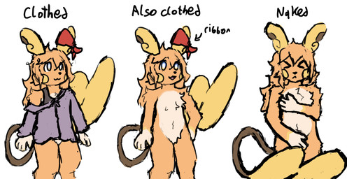 ambiguous_gender anthro bangs bottomless bow_ribbon chest_tuft clothed clothing covering covering_chest covering_crotch covering_self crotch_tuft embarrassed embarrassing_nudity featureless_chest featureless_crotch fluffy fluffy_chest hair humor jacket long_hair navel nude nude_anthro orange_body purple_clothing purple_jacket purple_topwear ribbon_only ribbons shirt simple_background solo tail_covering_crotch tank_top text topwear tuft white_background raidev nintendo pokemon rai_(raidev) alolan_form alolan_raichu generation_7_pokemon pokemon_(species) regional_form_(pokemon) english_text hi_res