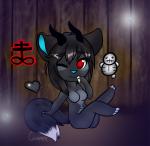 anthro breasts chibi featureless_breasts female horn nude one_eye_closed red_eyes solo wink cinnamama the_binding_of_isaac_(series) guppy_(tboi) demon mammal