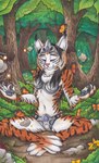 anthro crossed_legs crown female headgear meditation nature smile solo tribal spectronic arthropod butterfly felid feline insect lepidopteran lynx mammal