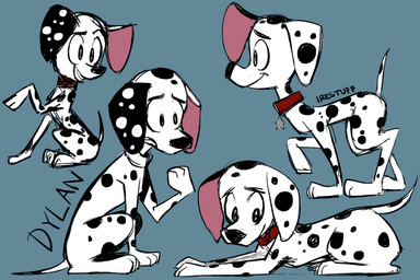 black_spots collar feral fur heterochromatic_ears male pink_inner_ear red_collar solo spots toony white_body white_fur irestuff 101_dalmatian_street 101_dalmatians disney dylan_(101_dalmatians) canid canine canis dalmatian domestic_dog mammal 2019 sketch_page