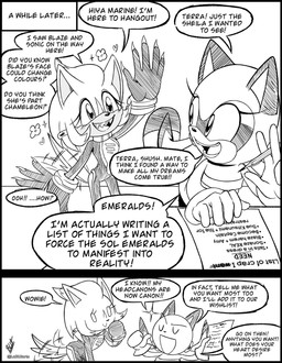 anthro bodysuit clothing dialogue female greeting happy humor nails skinsuit smile speech_bubble tail tail_motion tailwag text tight_clothing labluarts sega sonic_the_hedgehog_(series) fan_character marine_the_raccoon canid canine canis dingo mammal procyonid raccoon black_and_white comic english_text hi_res monochrome