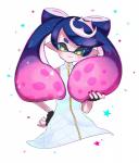 black_hair clothing colored_nails cosplay dress female fingerless_gloves gloves hair hand_on_hip handwear markings mole_(marking) nails pink_hair pointed_eyes pseudo_hair red_nails simple_background smile solo sparkles tentacle_hair tentacles white_background white_clothing zipper zipper_dress unknown_artist nintendo splatoon callie_(splatoon) pearl_(splatoon) animal_humanoid cephalopod cephalopod_humanoid humanoid inkling marine marine_humanoid mollusk mollusk_humanoid 2018 portrait three-quarter_portrait