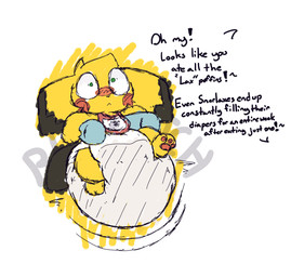 3_toes ambiguous_gender bib big_diaper black_body black_ear_tips black_fur black_tail blush blush_stickers carrying_another clothed clothing dialogue diaper dipstick_ears disembodied_hand duo ear_markings feces feet feral frown fur huge_diaper laxative multicolored_body multicolored_ears multicolored_fur pawpads pooping red_pawpads simple_background soiled_diaper soiling soiling_diaper sound_effects tail text tilde_after_text toes two_tone_body two_tone_fur unclean_diaper used_diaper using_diaper vowelless vowelless_sound_effect wearing_diaper white_background white_diaper wide_eyed yellow_body yellow_fur boredomwithfriends nintendo pokemon ace_(boredomwithfriends) generation_2_pokemon pichu pokemon_(species) 2025 colored_sketch english_text hi_res sketch