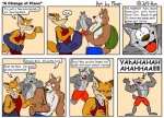 akita anthro bag canid canine canis closet_coon clothed clothing colin_young comic dialogue domestic_dog english_text fox group homophobia hybrid leafdog male mammal muscular muscular_male pecs poop_(artist) red_fox rick_mooney shiba_inu spitz tail taro_nishikawa text topless trolling true_fox wolf