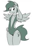 anthro anthrofied clothed clothing cutie_mark feathered_wings feathers female navel one-piece_swimsuit side_cutout sideless_swimsuit solo swimwear wings whatsapokemon hasbro my_little_pony mythology jade_shine equid equine mammal mythological_creature mythological_equine pegasus