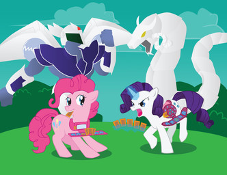 1_horn big_eyes big_head blue_eyes card card_game card_hand card_in_mouth cutie_mark cybernetics detailed_background duel duel_disk female feral fur gaming group hair head_horn head_turned horn horn_magic levitating_object long_hair machine magic mouth_hold object_in_mouth pink_body pink_fur pink_hair purple_hair quadruped saddle short_hair tail toony unicorn_horn wings yu-gi-oh_card inspectornills friendship_is_magic hasbro konami my_little_pony mythology yu-gi-oh! cyber_dragon_(yu-gi-oh) elemental_hero_stratos pinkie_pie_(mlp) rarity_(mlp) cyborg dragon duel_monster earth_pony equid equine horse mammal mythological_creature mythological_equine mythological_scalie pony scalie unicorn crossover