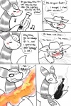 2012 2:3 ampharos angry anthro blush charmander clothed clothing comic dialogue digital_drawing_(artwork) digital_media_(artwork) english_text fire fresnel_(buyobutt) generation_1_pokemon generation_2_pokemon hat haychel headgear headwear hi_res lute male mike_the_charmander monochrome musical_instrument musical_note musical_symbol nintendo plucked_string_instrument pmd-e pokemon pokemon_(species) scarf singing size_difference string_instrument symbol text ukulele