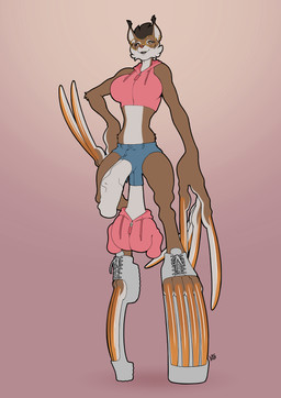anthro ballet ballet_high_heels balls big_feet big_hands bottomwear breasts brown_body brown_fur brown_hair cheek_tuft claws clothing cropped_hoodie daisy_dukes dancewear denim denim_bottomwear denim_clothing denim_shorts dressed_penis ear_tuft eyewear facial_tuft feet flaccid footwear foreskin fur furgonomic_bottomwear furgonomic_footwear furgonomics genitals glasses gynomorph hair high_heels hotpants humanoid_genitalia humanoid_penis hyper_claws intersex long_claws long_nails looking_at_viewer orange_claws penis pink_eyes saggy_balls shoes shorts simple_background slim smile solo tuft vein veiny_penis what longblueclaw felid feline lynx mammal absurd_res hi_res signature