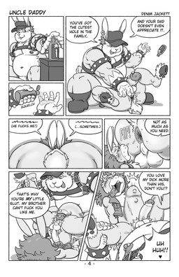 5_fingers abdominal_bulge age_difference anal anal_fingering anal_penetration anthro anthro_on_anthro anthro_penetrated anthro_penetrating anthro_penetrating_anthro antlers anus areola armband balls barbell_piercing belly big_anus big_balls big_belly big_butt big_penis blush blush_lines boots bracelet buckteeth butt circumcised circumcision_scar clothed clothing dialogue dominant dominant_anthro dominant_male duo ear_piercing facesitting fingering fingers footwear genital_piercing genital_scar genitals glans harness hat headgear headwear horn huge_penis jewelry larger_male larger_on_top larger_rimmed leather_daddy lube lube_bottle lube_in_ass male male/male male_penetrated male_penetrating male_penetrating_male mature_male moan muffled_speech muscular muscular_anthro muscular_arms muscular_male nipple_barbell nipple_piercing nipples older_male on_top onomatopoeia open_clothing open_topwear open_vest overweight overweight_anthro overweight_male partially_clothed partially_clothed_anthro partially_clothed_male penetration penile penile_penetration penis penis_piercing piercing profanity scar sex shoes simple_background sitting sitting_on_another size_difference small_antlers smaller_male smaller_penetrated sound_effects speech_bubble spiked_armband spiked_bracelet spikes stated_incest stretching stretchy submissive submissive_anthro submissive_male teeth text tongue tongue_out topwear uncle_penetrating_nephew vest younger_male younger_penetrated denim_(artist) denim_jackett uncle_jean deer hybrid lagomorph leporid mammal new_world_deer rabbit reindeer 2026 black_and_white comic english_text hi_res monochrome multiple_scenes incest_(lore) nephew_(lore) uncle_(lore) uncle_and_nephew_(lore)