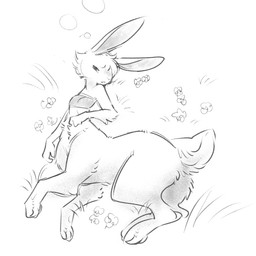 belly_tuft bra butt clothing ears_back female female_taur flower fur fur_tuft grass hair looking_at_viewer lying messy_hair on_side pivoted_ears plant scut_tail short_tail solo tail tired tuft underwear tateoftot lagomorph lagomorph_taur leporid leporid_taur mammal mammal_taur rabbit rabbit_taur taur 1:1 hi_res line_art monochrome sketch