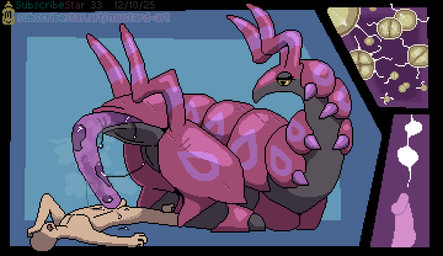 animal_genitalia arthropod_abdomen arthropod_abdomen_cloaca arthropod_abdomen_genitalia bestiality bestiality_impregnation bodily_fluids cloaca cloaca_juice cloacal cloacal_penetration cum cum_in_cloaca cum_in_ovipositor cum_inside dividing_ovum dominant dominant_female duo female female_feral feral genital_fluids genitals impregnation male orgasm ovipositor ovipositor_penetration ovum penetration penile penile_penetration penis_in_cloaca penis_in_ovipositor penis_milking size_difference sperm_cell submissive submissive_male tentacle_milking tentacle_ovipositor tentacle_penetrated tentacles mustard_(welcometothevoid) nintendo pokemon generation_5_pokemon human mammal pokemon_(species) scolipede animated animated_gif digital_media_(artwork) pixel_(artwork) pixel_animation short_playtime