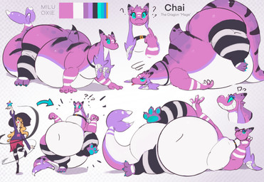 4_fingers after_transformation alternative_fashion ambiguous_gender belly biped_to_quadruped blue_eyes cetacean_tail feral fingers human_to_feral instant_transformation navel overweight overweight_feral purple_body quadruped shark_fin simple_background solo species_transformation stripes tail thick_tail thick_thighs toony transformation white_belly miluinaoxie mythology dragon human mammal mythological_creature mythological_scalie scalie digital_media_(artwork) hi_res model_sheet