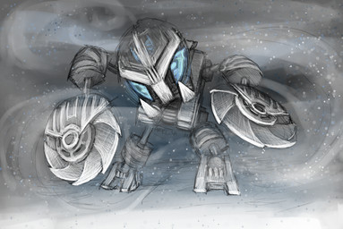 ambiguous_gender blue_eyes looking_at_viewer machine melee_weapon not_furry outside simple_background snow solo standing tusks weapon weapon_arm weapon_hand white_background white_body chaoscontrolled123 bionicle lego bohrok humanoid kohrak krana_(bionicle) living_machine robot 2014 digital_drawing_(artwork) digital_media_(artwork) signature