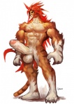 abs animal_genitalia anthro athletic balls biceps big_balls big_penis biped chest_tuft claws erection foreskin fur genitals hair huge_penis humanoid_genitalia humanoid_penis hyper hyper_genitalia hyper_penis male muscular muscular_anthro muscular_male nipples nude partially_retracted_foreskin pecs penis scar sheath simple_background solo standing stripes tail thick_penis toe_claws tuft vein veiny_penis white_background ephorox tyon felid mammal pantherine tiger