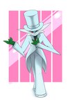 3_fingers bowing classy clothing fingers green_body hat headgear headwear male not_furry one_eye_closed pink_background red_eyes simple_background solo suit top_hat kordcross nintendo pokemon sir_gallade gallade generation_4_pokemon humanoid pokemon_(species) 2021 hi_res signature