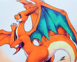 anthro big_butt big_tail blue_eyes breasts butt claws eyelashes female horn looking_at_viewer looking_back medium_breasts membrane_(anatomy) membranous_wings non-mammal_breasts open_mouth orange_body orange_skin pokemorph simple_background solo tail thick_thighs wide_hips wings 025aki nintendo pokemon generation_6_pokemon mega_charizard mega_charizard_y mega_evolution pokemon_(species) 2025 absurd_res dated hi_res signature