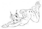 anthro feet female pawpads paws pose solo demicoeur nicole_(nicnak044) canada_lynx felid feline felis lynx mammal 2021 monochrome pinup sketch