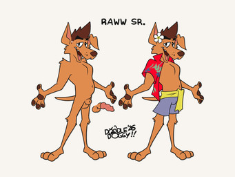 aloha_shirt animal_genitalia clothing fully_sheathed genitals half-closed_eyes knot knotted_penis male mature_male narrowed_eyes pattern_clothing pattern_shirt pattern_topwear penis sheath shirt solo topwear doodledoggy raww's_dad canid canine canis domestic_dog mammal 4:3 hi_res