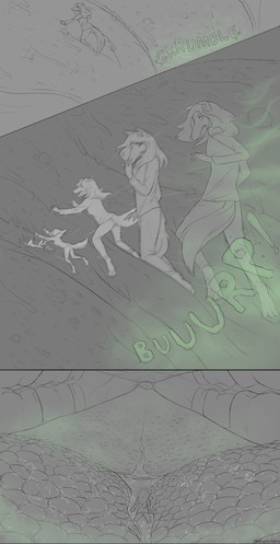 ambiguous_gender anthro bodily_fluids breath bubble burping clothed clothing detailed_background drinking duo extreme_size_difference fluffy fluffy_tail fur grey_background hair high-angle_view internal larger_pred long_hair looking_down offscreen_character oral_vore saliva shrinking side_view simple_background size_difference size_transformation soft_vore tail teeth three-quarter_view tongue transformation vore fiberopticfeline bear canid canine canis domestic_dog mammal 2017 absurd_res black_and_grey comic hi_res line_art monochrome signature watermark